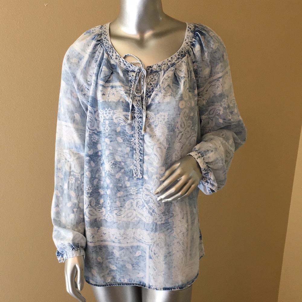Vintage America Paisley Chambray Tunic Top